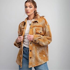 Easel Bandana Print Camel Shacket